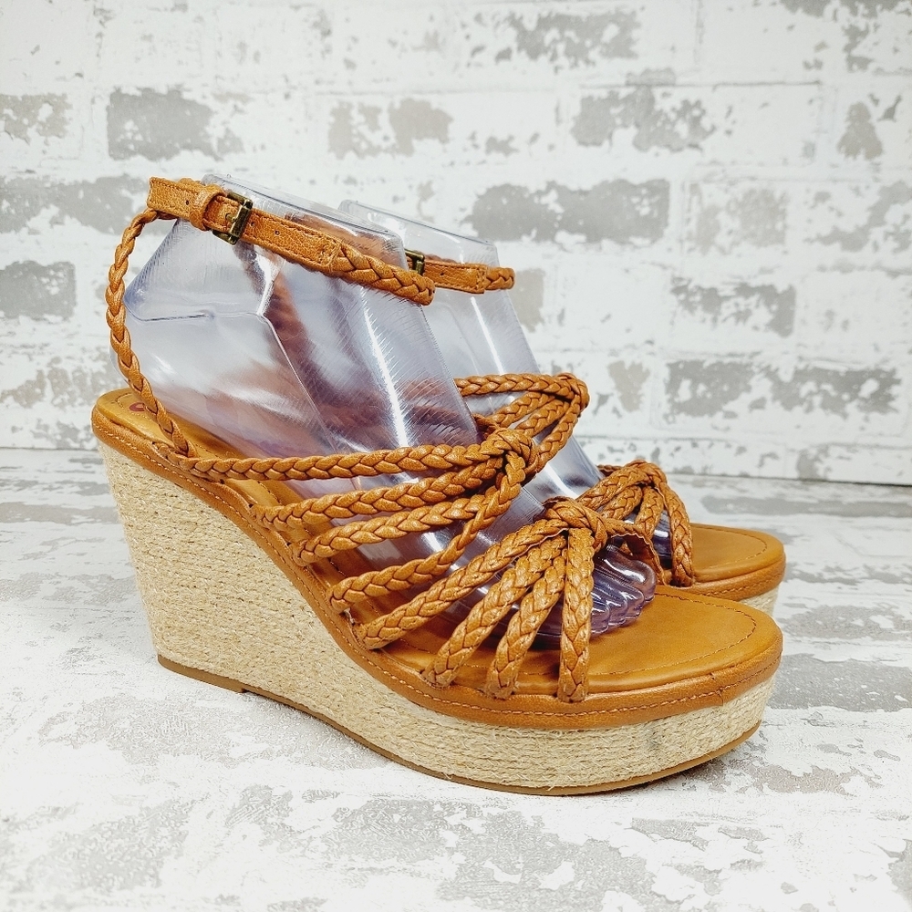 NEW Zodiac Women's Shana Brown Leather Espadrille Wedge Sandals B215 - Picture 5 of 12